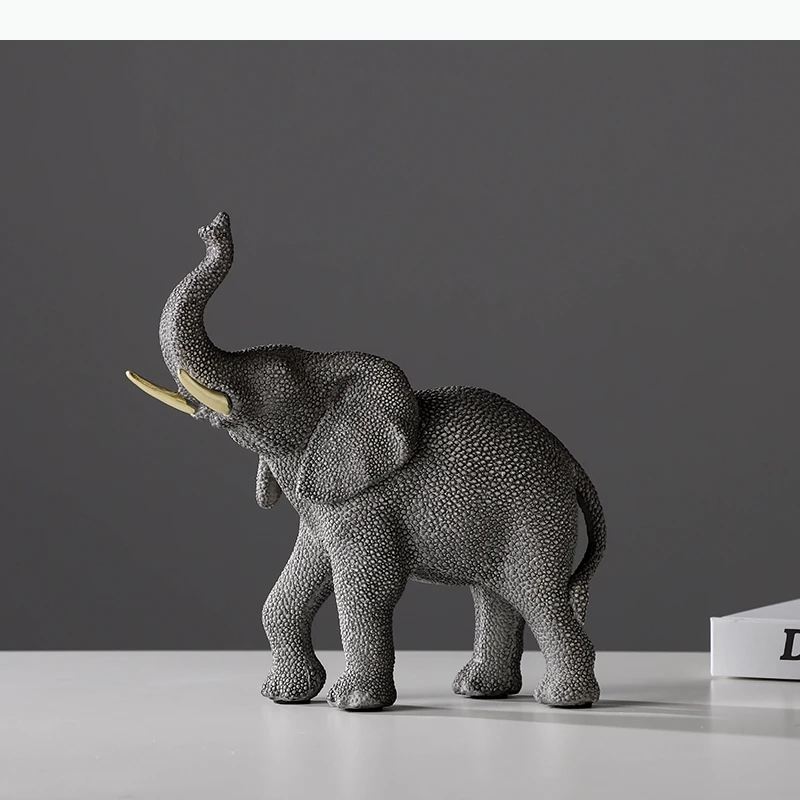 Resin Handicrafts Simulated Elephant Sculpture Black Elephant Ornament Decorative Figurines Room Decoration Accessories