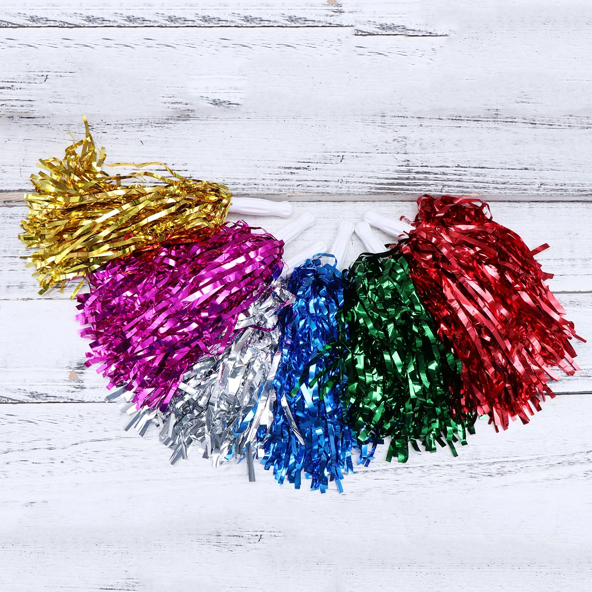 12 Pcs Spirited Fun Cheerleading Kit Poms Pompoms Team Metal PET Material Cheerleader