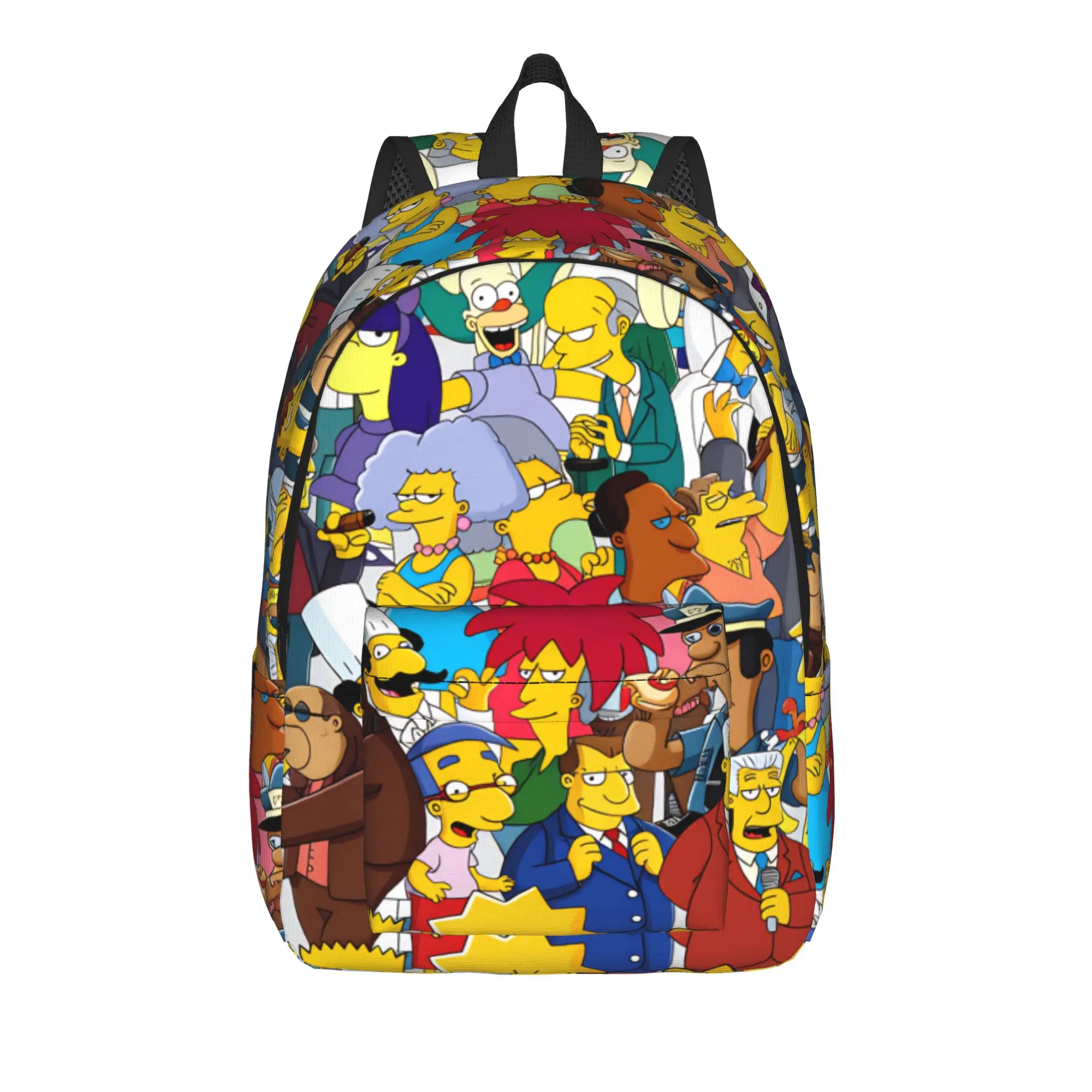S-Simpsons All Characters White Background Backpack  College Backpacks Boy Custom Big High School Bags Kawaii Rucksack