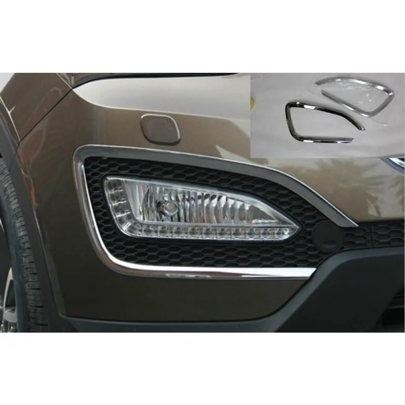 

Car Styling For Hyundai Santa Fe ix45 2013 2014 2015 ABS Chrome Front Fog light Lamp Cover Trims Auto Protector 2Pcs