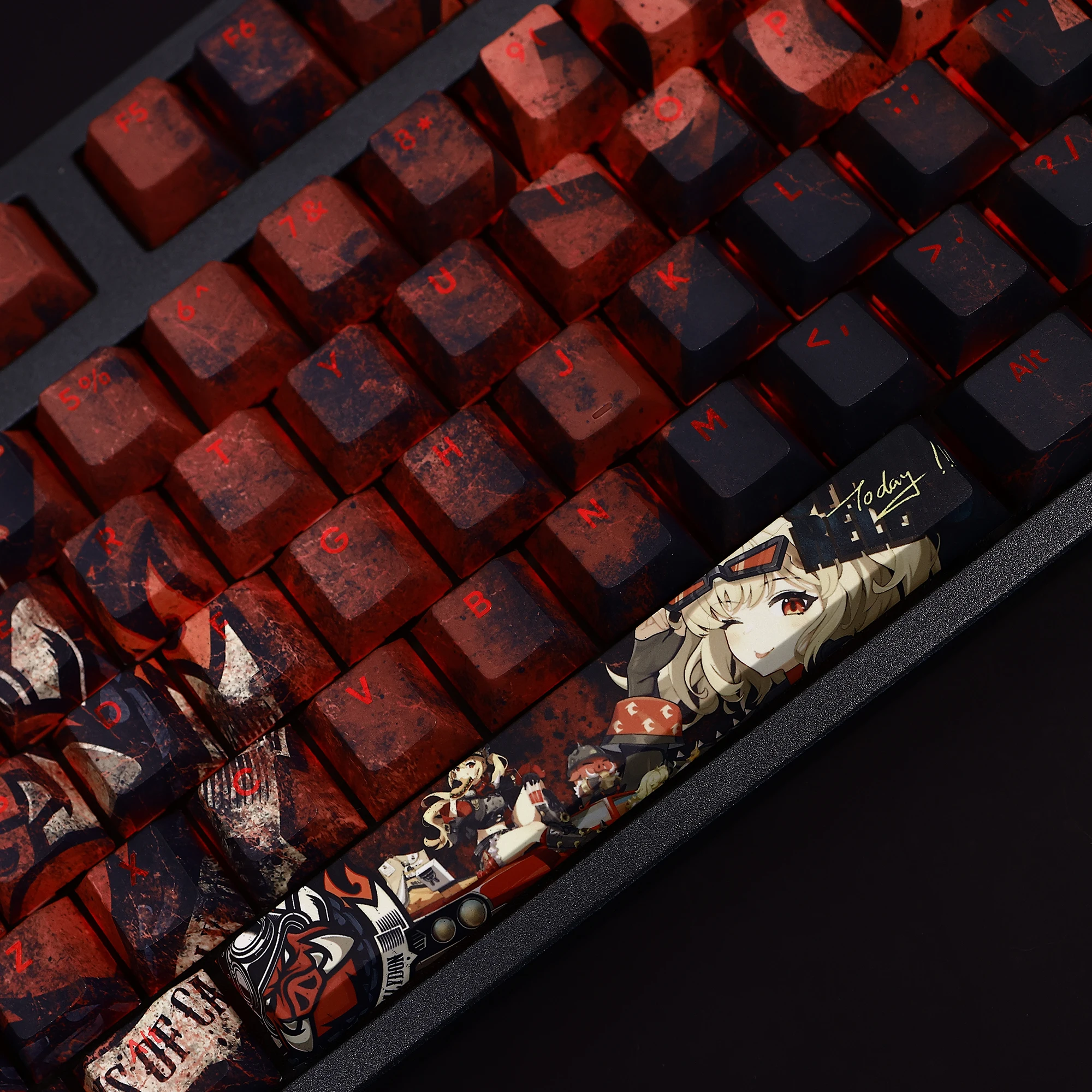 Anime Burnice White Game Keycap Cosplay Prop Table Decoration PBT Transparent 108 Key Caps Keyboard Accessories