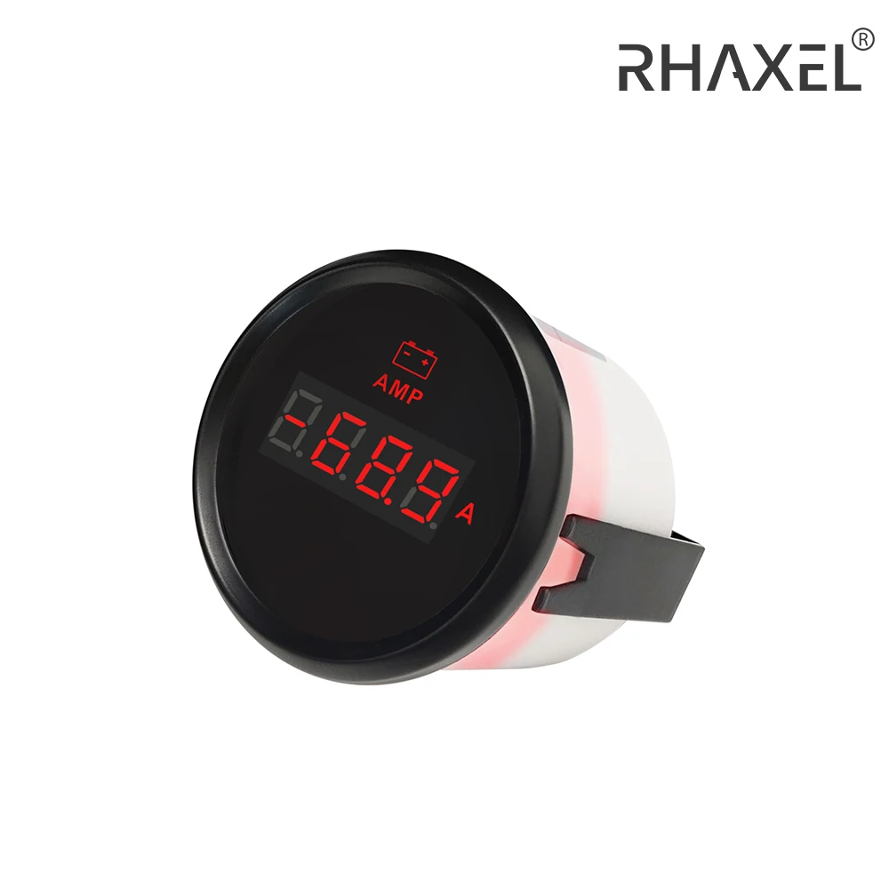 RHAXEL 52mm (2'') Ammeter Indicator 50A 80A 150A with Current Sensor with Red Backlight for Car VAN Truck 12V 24V