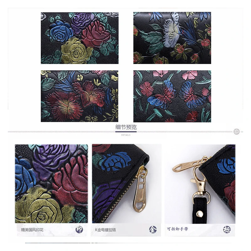 Cartera de mujer 2025 con relieve de libélula rosa, bolso de mano con borla, bolso largo de noche de cuero genuino, carteras para mujer