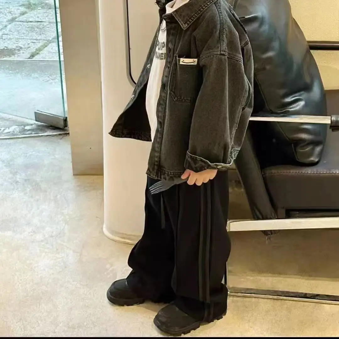 

Children's Spring Denim JacketDenim Jacket Retro Black Kids Autumn Denim Coats Children's Boys Girls Loose Cardigan Kids Jacket