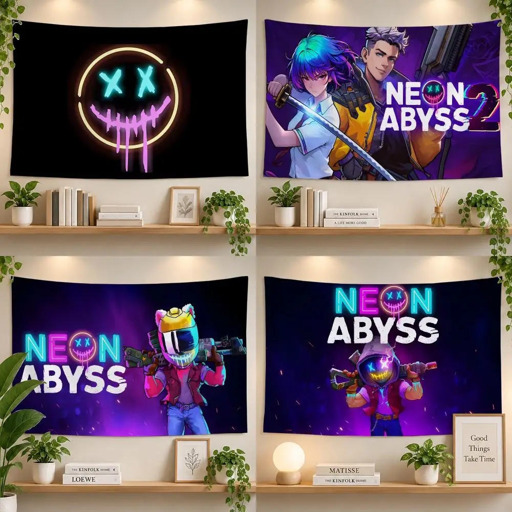 Game Neon Abyss Roguelike Pixel Indie Flags Personalized Banner Flag Room Dorm Camping Picnic Garage Bar Outdoor Wall Decor