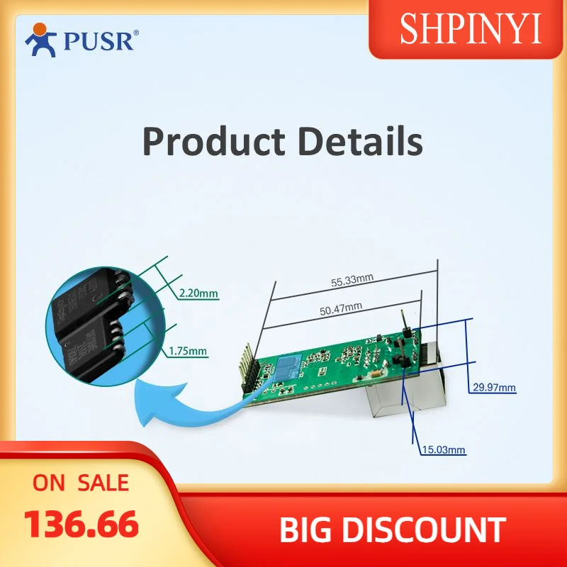 USR-TCP232-E2 Serial UART TTL to LAN Ethernet Module Support Smart Virtual COM