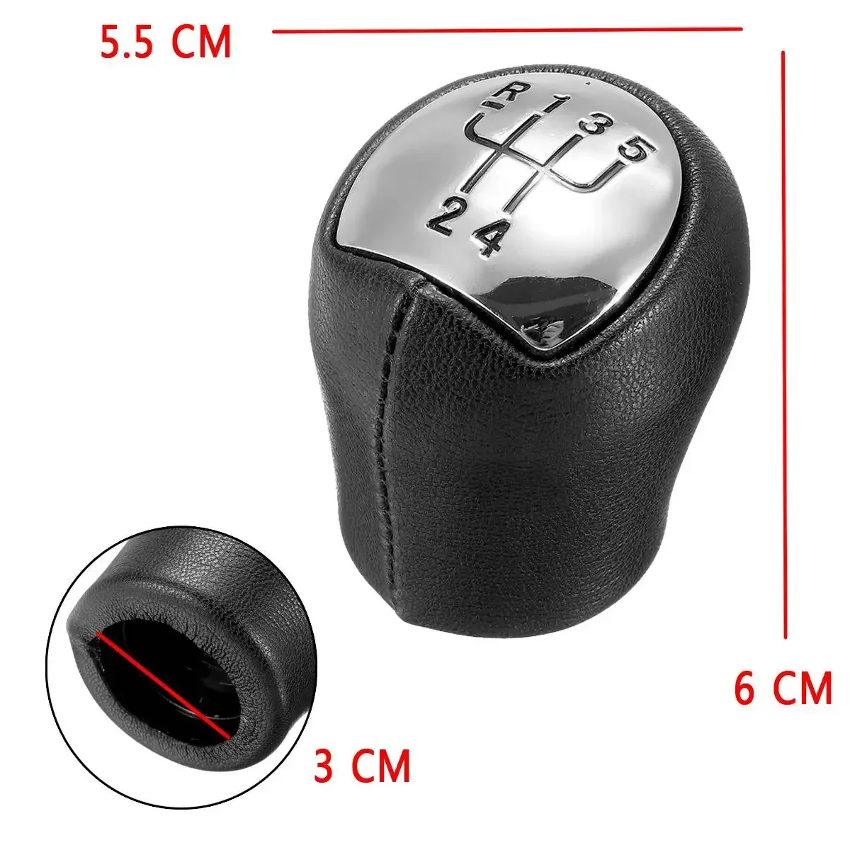 Palanca de cambio Manual de 5 velocidades, perilla de palanca de cambios de coche, palo de cuero PU para Renault Megane Clio II Twingo Kangoo Logan, perilla de cabeza de balonmano