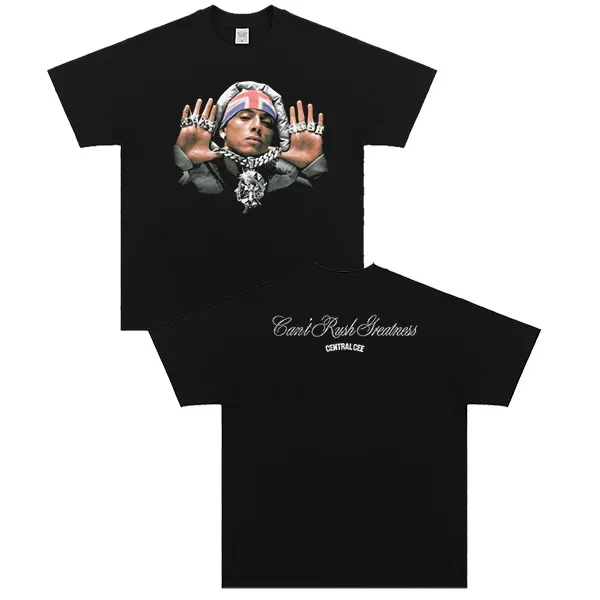 

Hip-hop Short-sleeve Streetwear Portrait Retro High-street Loose Heavyweight Pure Cotton Digital Direct Print T-shirt Unisex