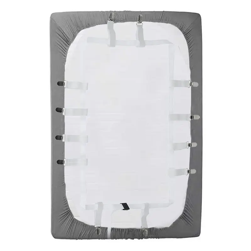 【ORNAMENT】Elastic Adjustable Bed Sheet Holder Straps 12 Clips Suspenders Fasteners Bedding Accessories Keep Tidy