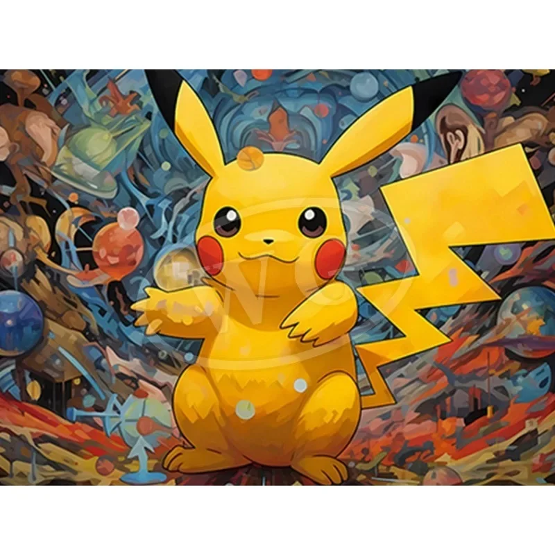 Van Gogh Museum Pokemon Anime Figures Pikachu Watercolor Painting Canvas Posters and Prints Wall Art Picture for Christmas Gifts