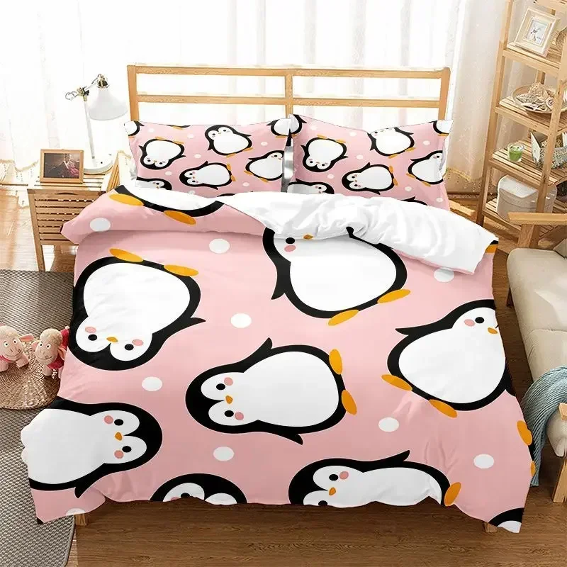 2026 Cute Penguin Bedding Set Cartoon Animals Duvet Cover Set Twin For Boys Girls Room Decor Print Comforter Cover With Pillowca