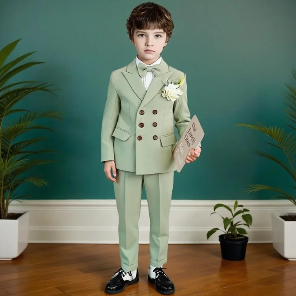 

Double Breasted Kids' Formal Suit Set for Boys Wedding Suit 2 Pieces Child Tuxedo for 2-16 Years Old Hosting Piano Performance