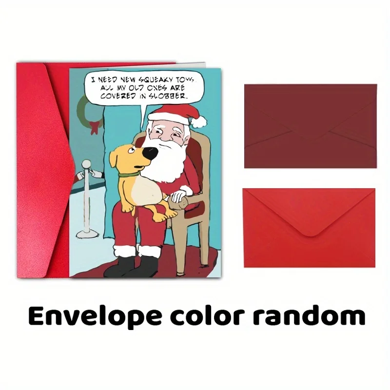 1pc, Christmas card, funny Christmas card, the best gift for family, friends, meowy Christmas card, Santa Christmas card