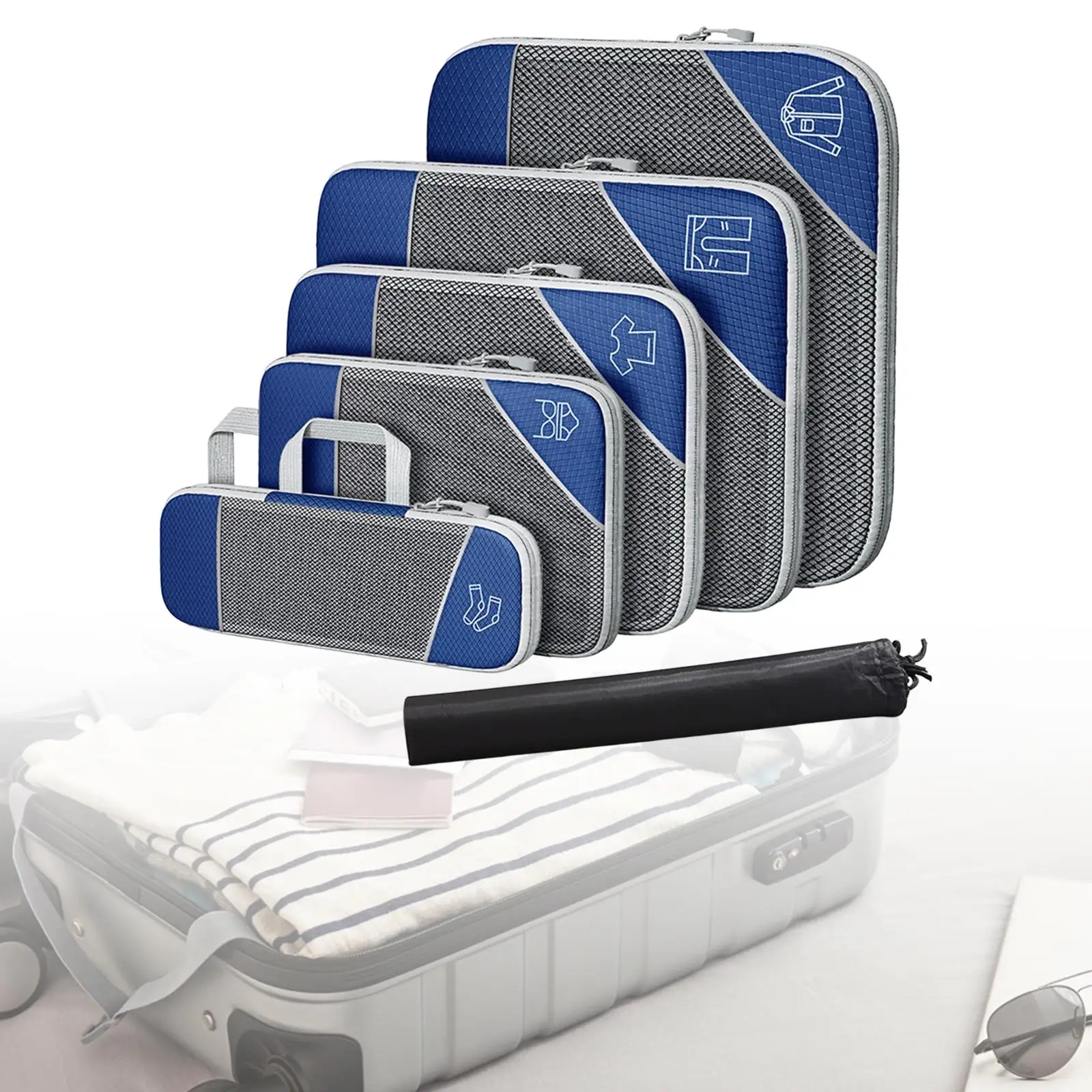 1Set Compression Packing Cubes for Backpack Luggage Organizer Bags for Home