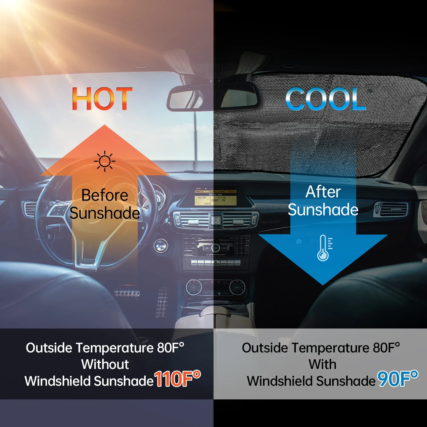 1pc Skull Pattern Car Windshield Sunshade Foldable Sun Shade Can Blocks UV Rays Keep Your Vehicle Cool Fit Most Cars SUV Trucks