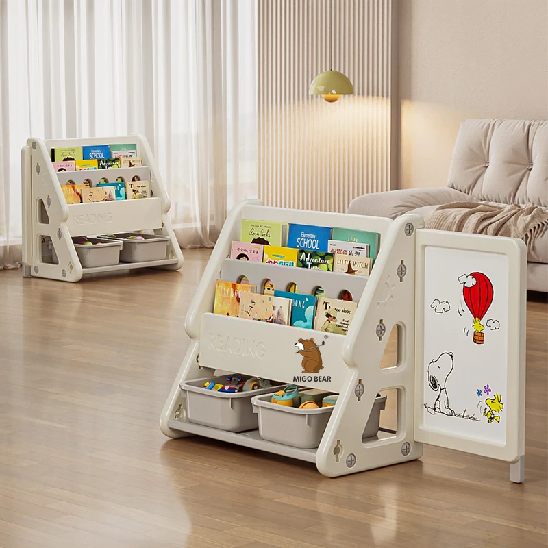 

Kids Drawing 3in1 Multifunctional Children Draw Board Magnetic Baby Writing Board Home Bookshelf Storage Rack