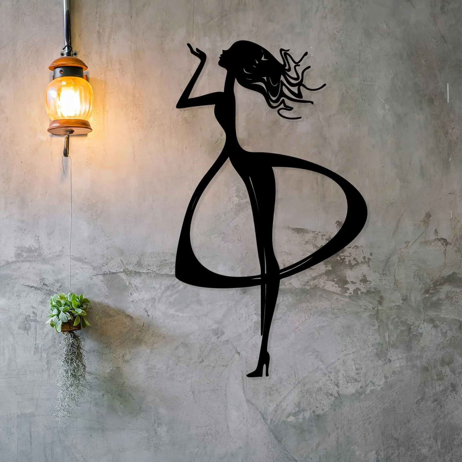 CIFBUY Iron Wall Art Dancing Woman Metal Sculpture Rustproof Hanging Plaque Home Living Room Bedroom Patio Decor Sign