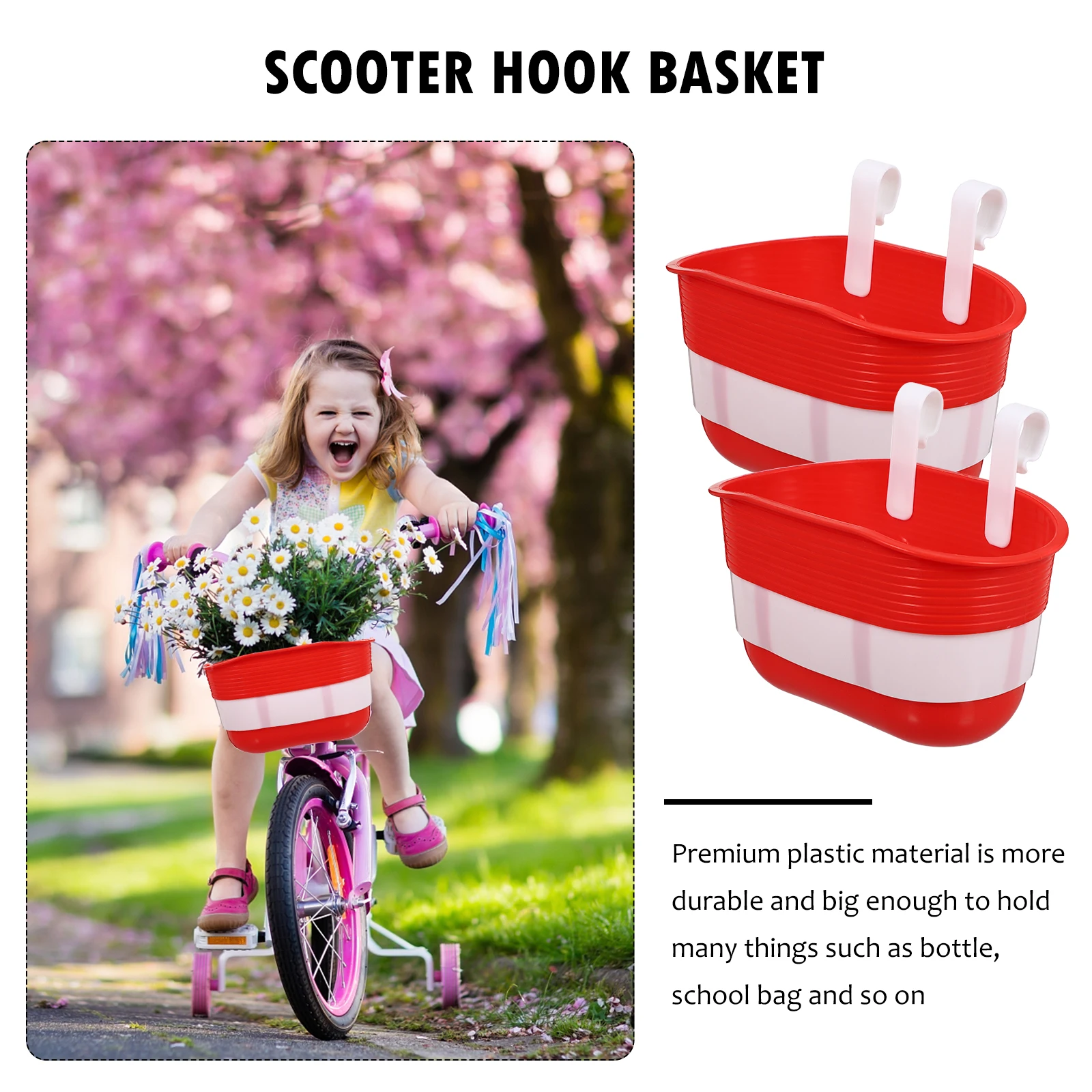 

2 Pcs Bike Basket Scooter for Plastic Front Handlebar Red ’s Bicycle