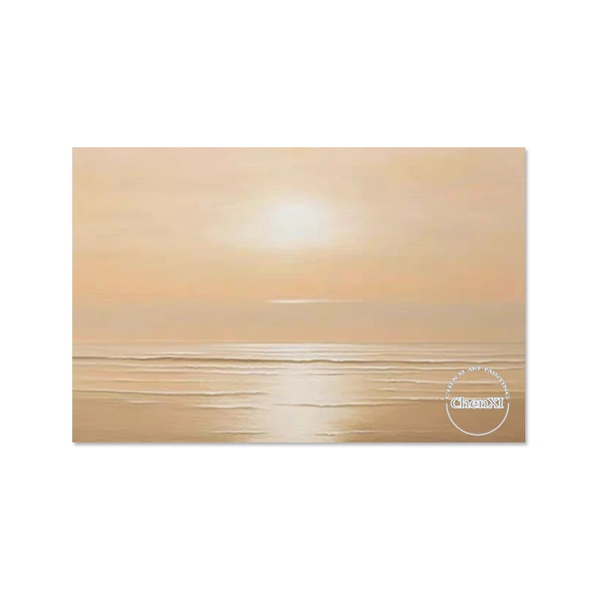 Lake Sunrise Scenery Oil Painting Canvas, Unframed Large Picture, Wall Art for Hotel Hallway Decor, Living Room Artwork