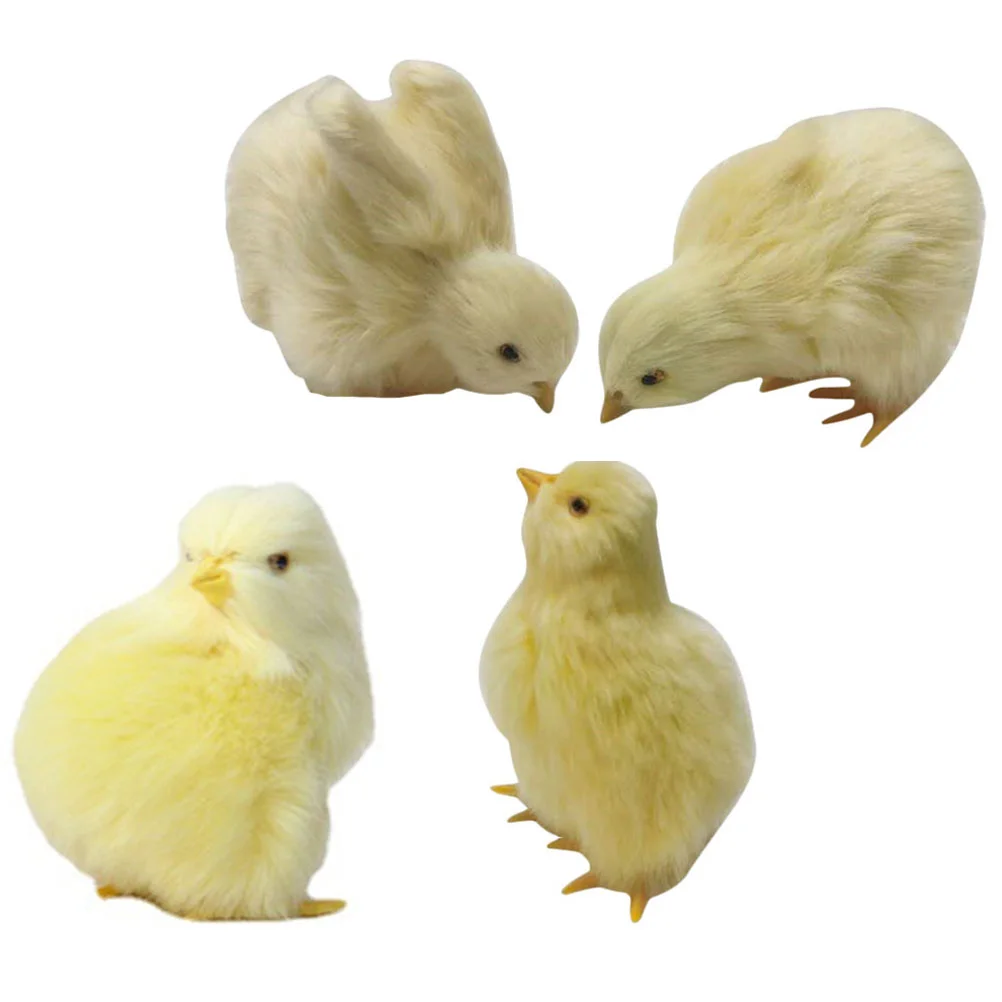 

4 Pcs Simulation Table Desktop Chick Decor Simulated Adornment Decoration Decors Kids Recognize Toys