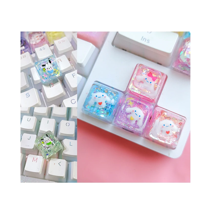 

Kawaii Sanrio Kuromi Pochacco Cinnamoroll Anime Customized Mechanical Keyboard Keycap Delicate Cartoon Festival Birthday Gift