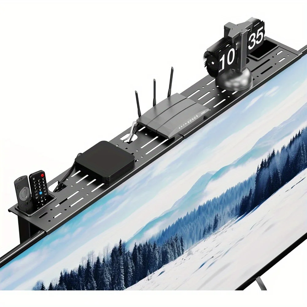 for TV Top Shelf Adjustable Computer Monitor Top Shelf,Stable for TV Top Storage Bracket Clamp-on Computer Screen Shelf for Home