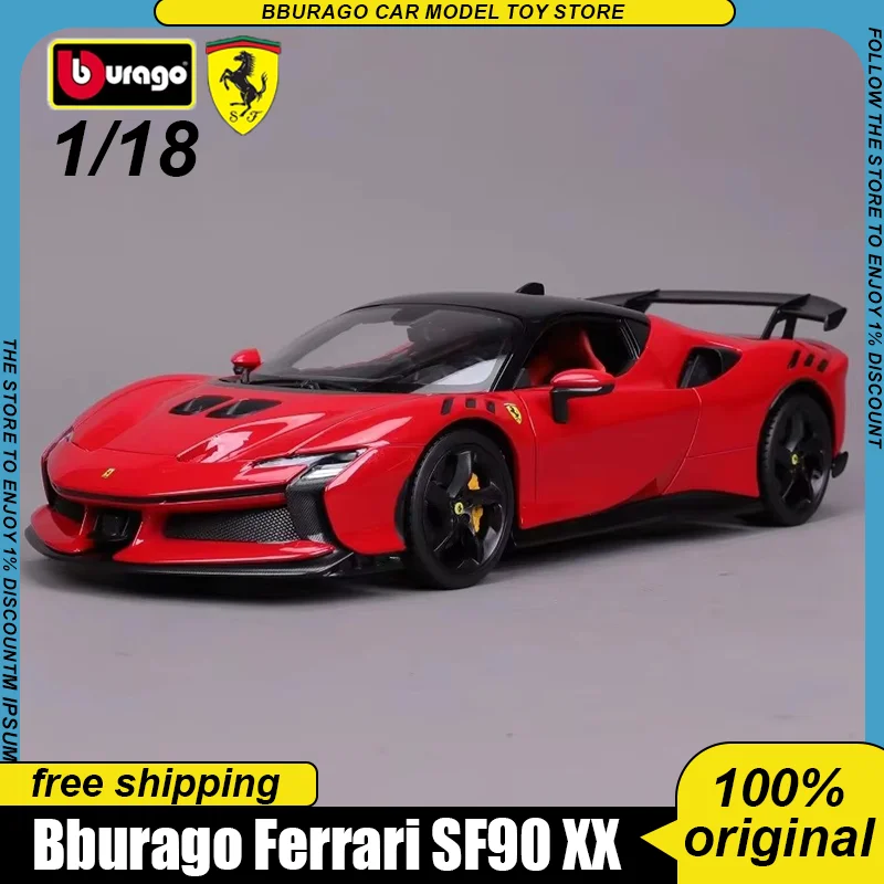 

In Stock New Bburago 1:18 Ferrari Sf90 Xx Stradale Red Alloy Miniature Diecast Model Ferrari Sports Racing Car Toys Kids Gift