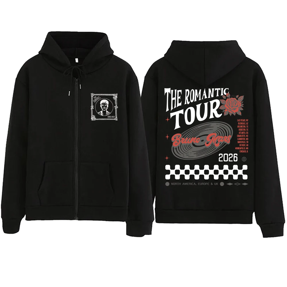 

Худи Bruno Mars The Romantic Tour 2026 для мужчин и женщин, пуловер в стиле Харадзюку, топ с длинным рукавом, уличная одежда