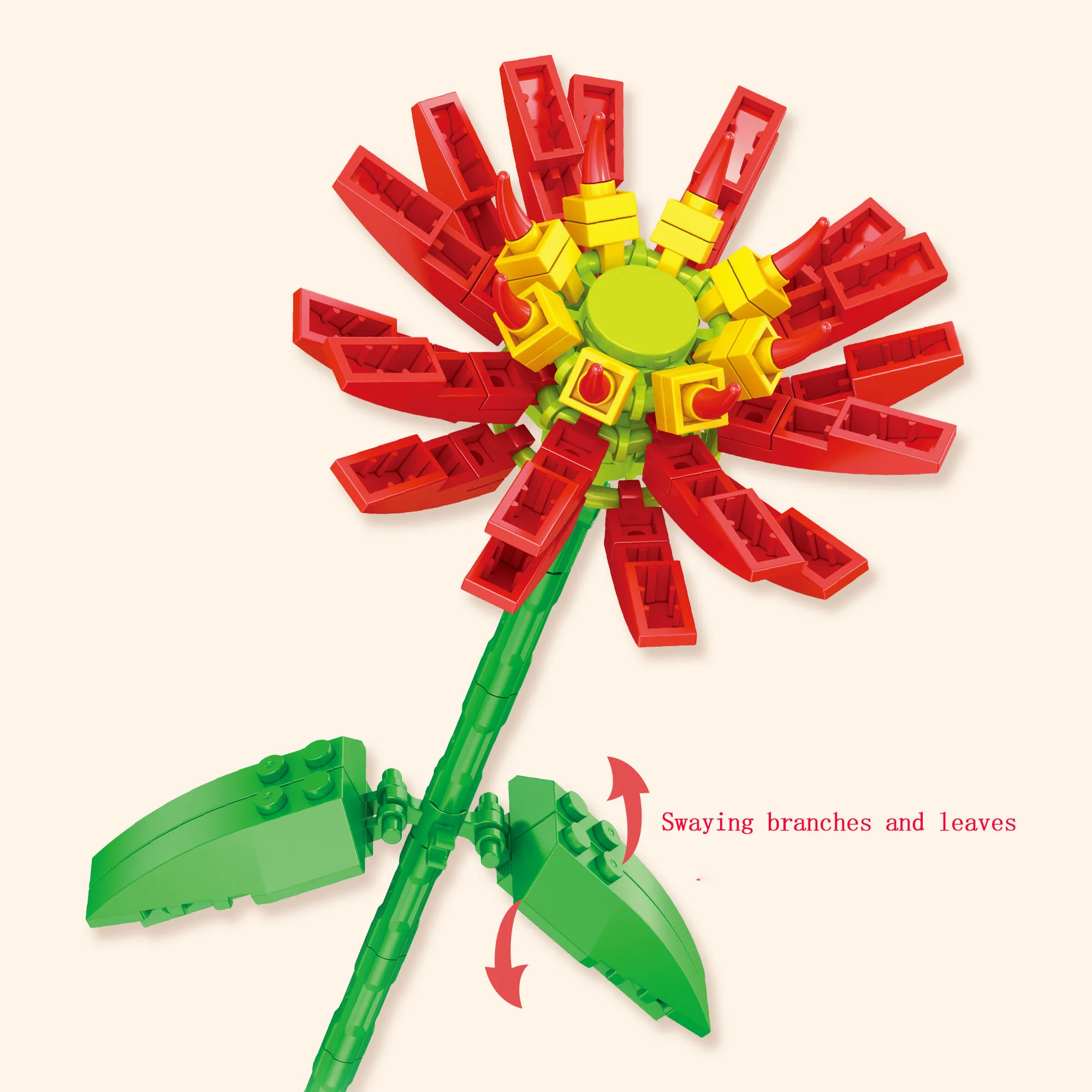 A single block flower with multiple branches forms a block flower bouquet to give friends holiday gifts