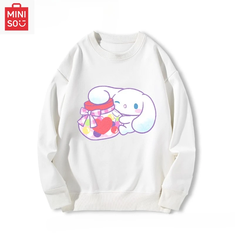 

MINISO коллаборация толстовка с принтом корицы и длинными рукавами, свободная повседневная и милая с рисунком для девочек и мальчиков