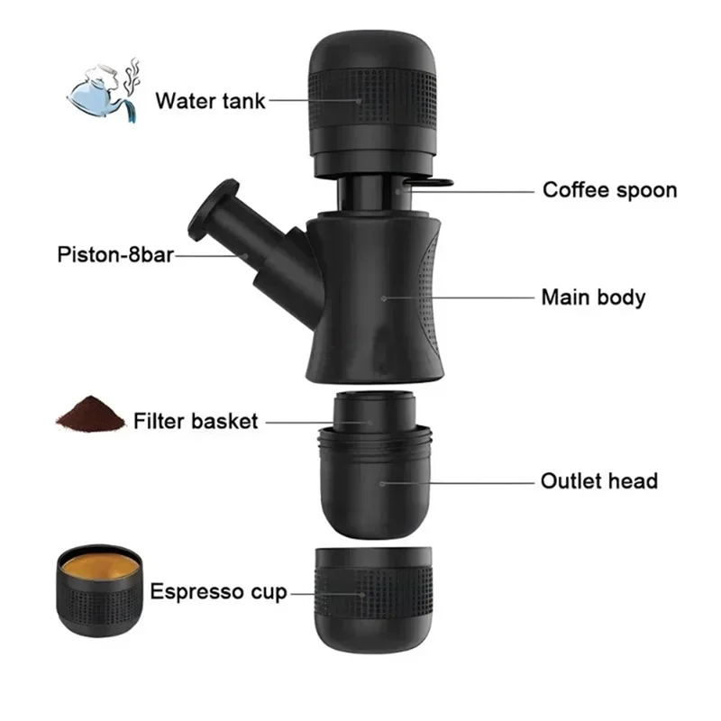 

SHGO-Mini Hand Pressure Coffee Machine Portable Coffee Machine Portable Hand Pressure Coffee Machine Outdoor Travel Coffee Machi