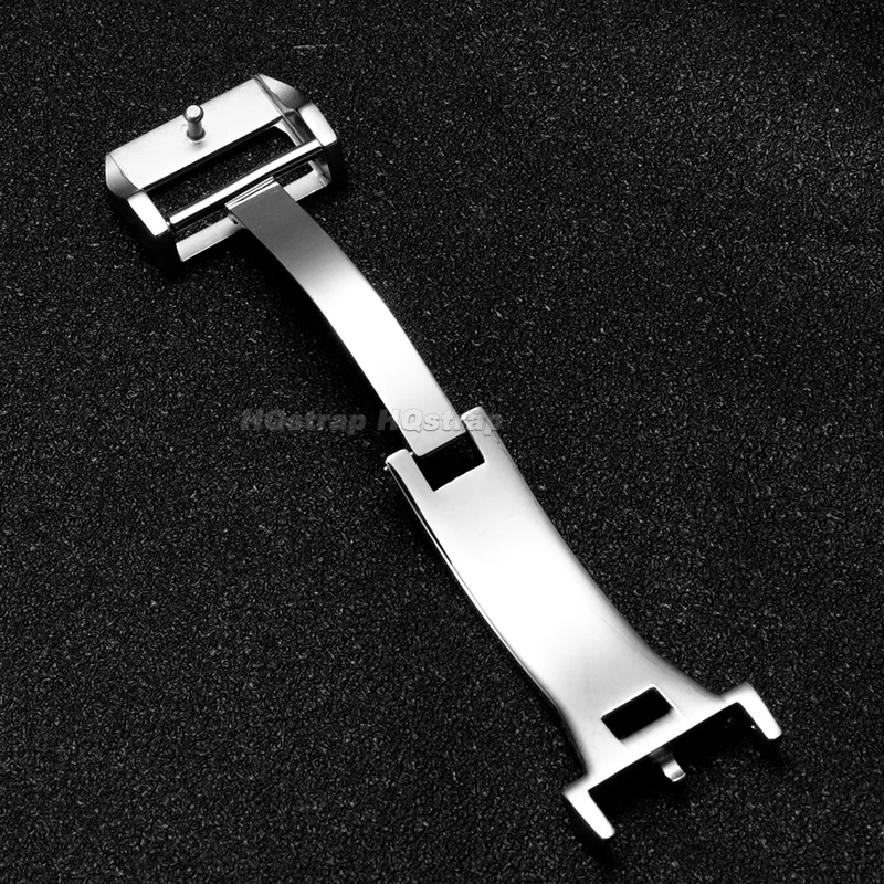 For IWC 18mm Metal Folding Buckle Solid Stainless Steel Clasp for Nylon Rubber Leather Watchband Deployment Replacement Button