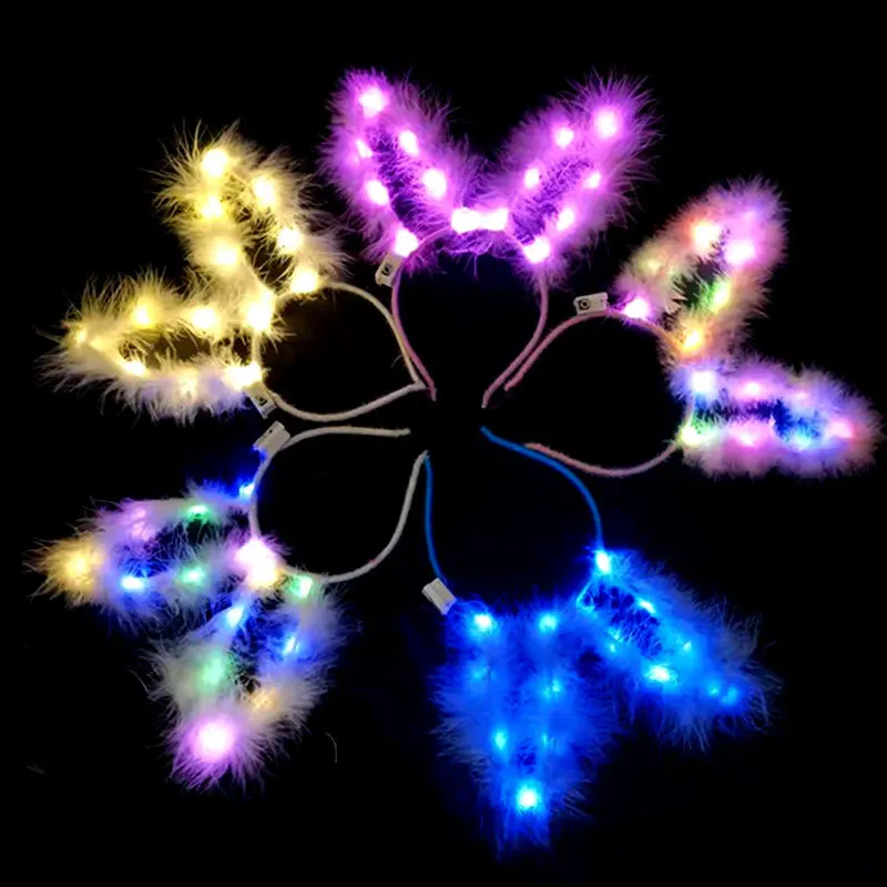 

20 шт., повязка на голову с кроликом, пасхальные повязки для волос с кроличьими ушками, розовые перья для вечеринки, костюм, фестиваль, Хэллоуин, Рождество