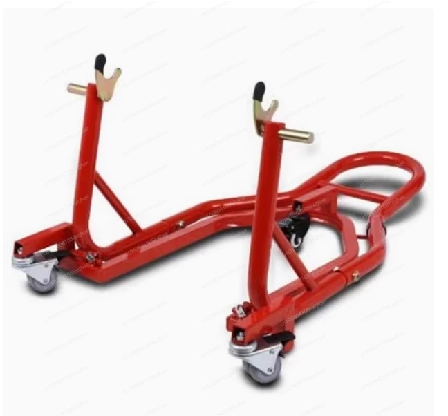 

Large Row of Motorcycles Heavy Locomotives with Mobile Lifting Frame Stationary Frame Parking Frame Handling Rack