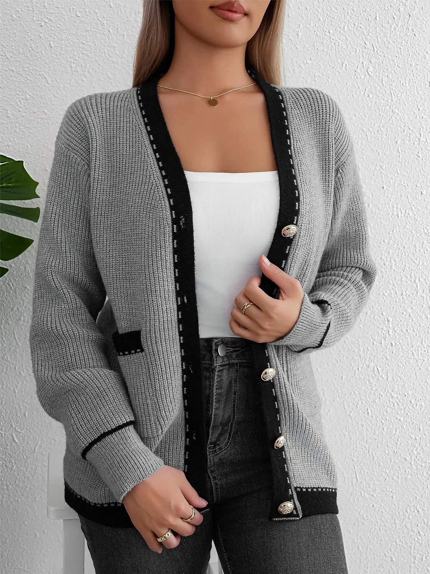 Strick pullover Damen Herbst und Winter 2024 neue faule Mode lässig gestrickt Langarm Cardigan Mantel