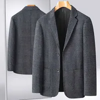 New Men's Blazer Fashion Middle-aged Business Casual Professional Wear Casual Loose British Style Sub-trend Four Seasons Suit 4