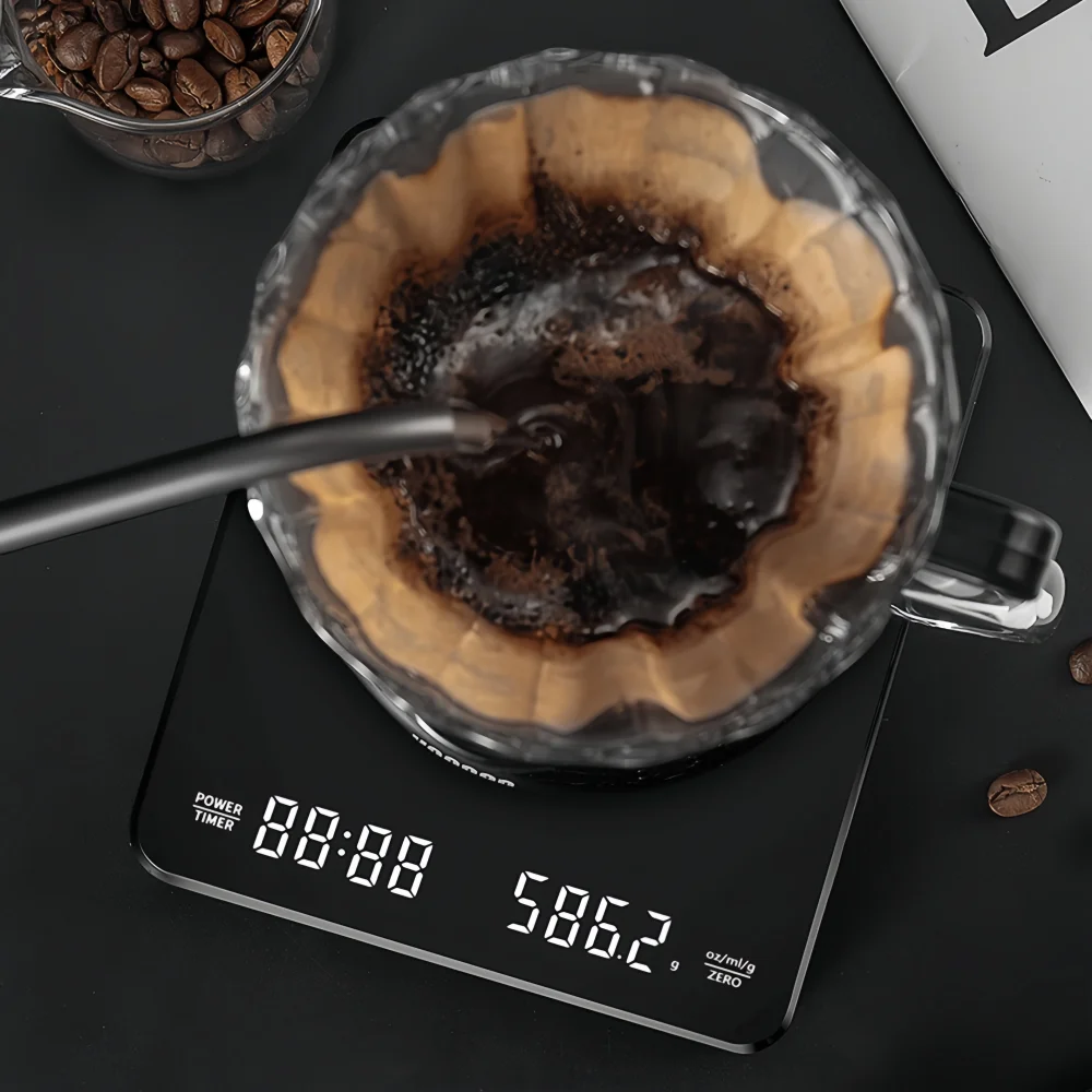 High-precision Electronic Coffee Scale with Waterproof Pad LED Display USB Timing Professional Home Coffee Accessories 3kg/0.1g