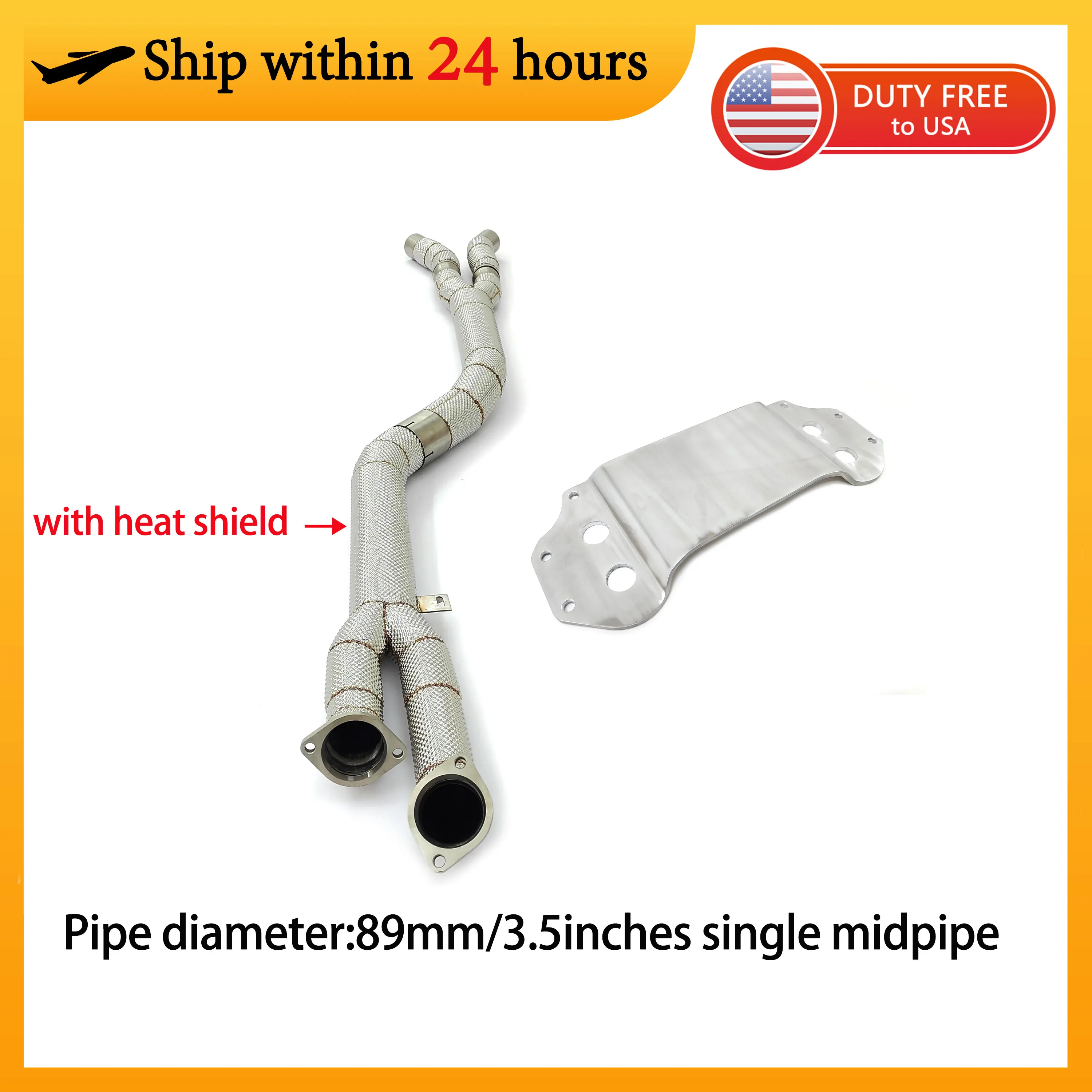 

CBNT Speedy Shipping Free Flow SS304 Midpipe for BMW G80 G82 M3 M4 S58 3.0T 3.5'' Single Midpipe With Heat Shield Exhaust Pipe