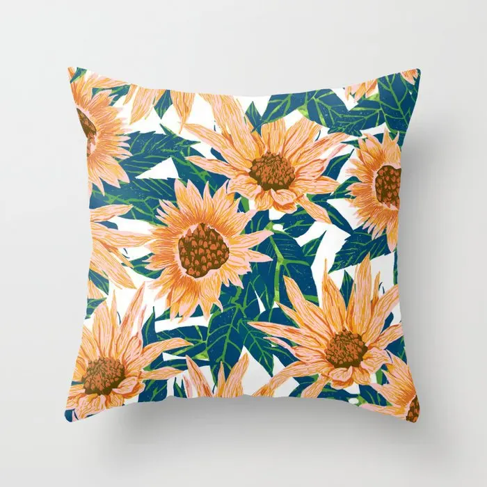 Sunflower Cushion Cover Summer Sofa Pillow  Bedroom Home Decor Car Office  