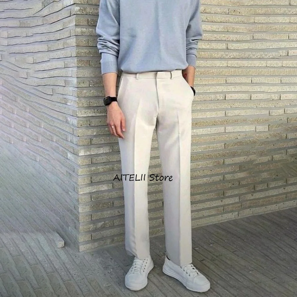 

Work Pants for Man Trousers Straight Leg Solid Color Casual Polyester Fiber Men's Tailoring Pants Trouser Streetwear Classic