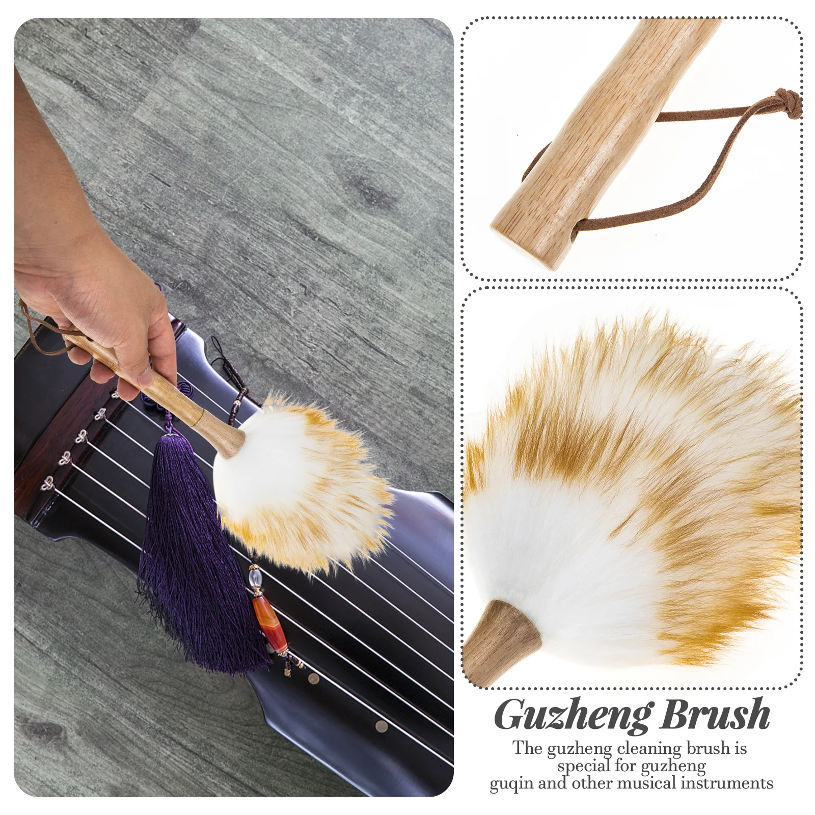 

Duster Instrument Cleaning Brush Wooden Dust Removal Tool for Guzheng Guitar Accessories Portable Small Size Easy Storage