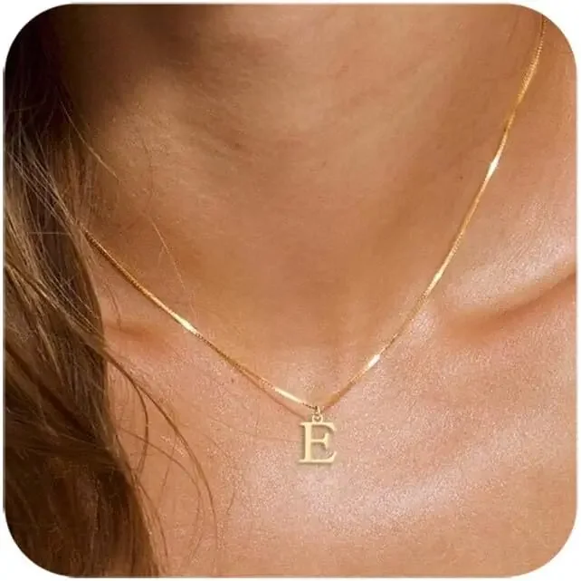 

Gold/Silver Initial Necklaces for Women 14K Gold Plated Dainty Letter Necklace Tiny Silver Initial Pendant Name Necklace