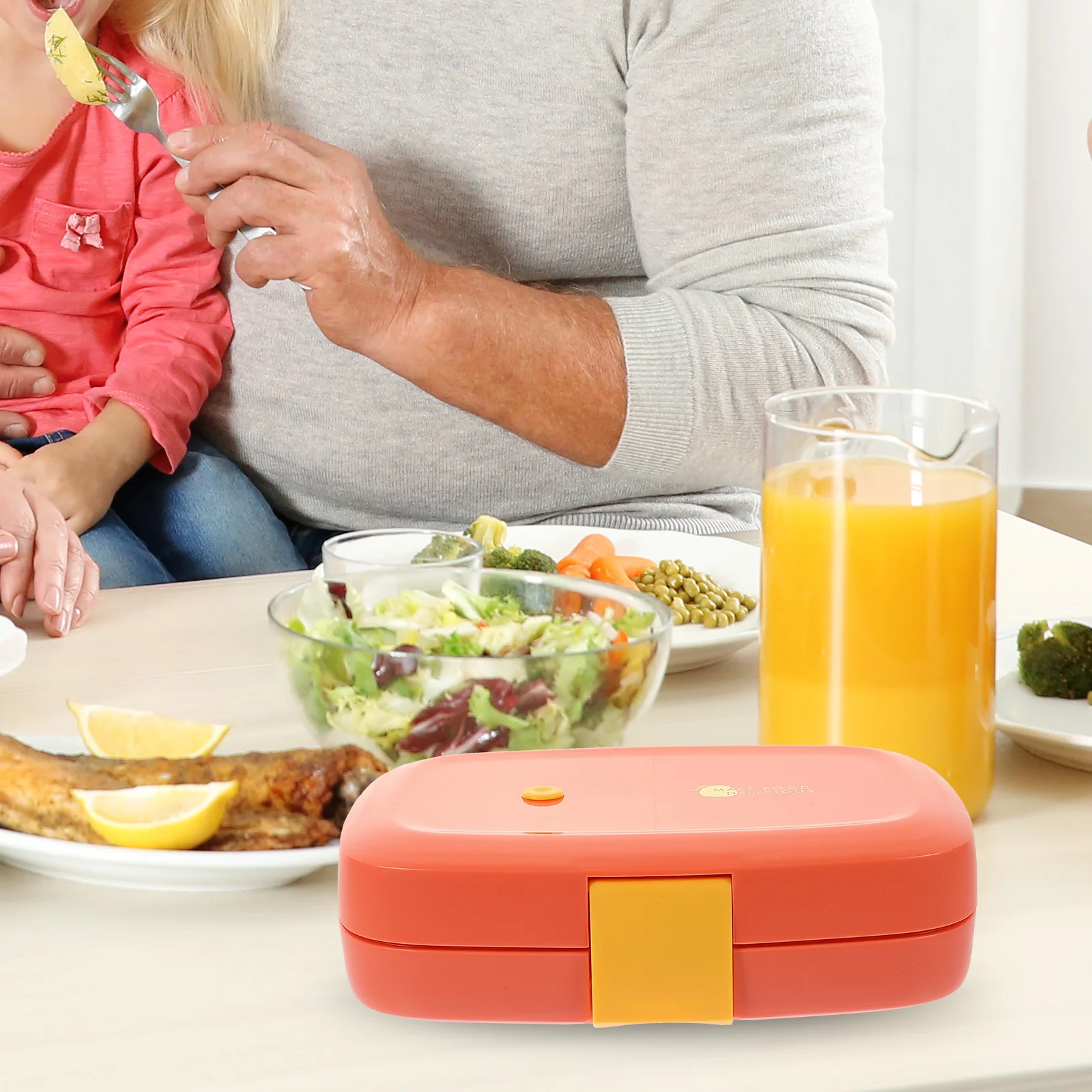 

Insulated 1L Stainless Steel Kids Lunch Box Portable Bento Container Sealed Easy Red Orange Salad Snack Storage Food
