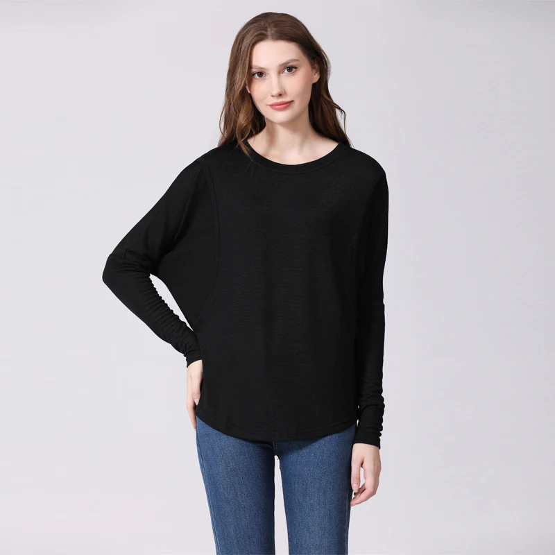 Umstandsmode Frühling Herbst Langarm O-Ausschnitt Stillkleidung Top für Schwangere Einfarbig Lässiges Still-T-Shirt