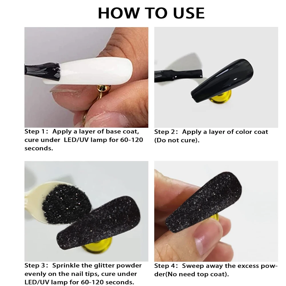 ผงกลิตเตอร์สีขาวสำหรับตกแต่งเล็บ 10 กรัม ผงน้ำตาลสำหรับทำเล็บ ผงขนสัตว์สีดำ ผงสีเล็บแบบมันวาว ผงน้ำตาลเคลือบเล็บ