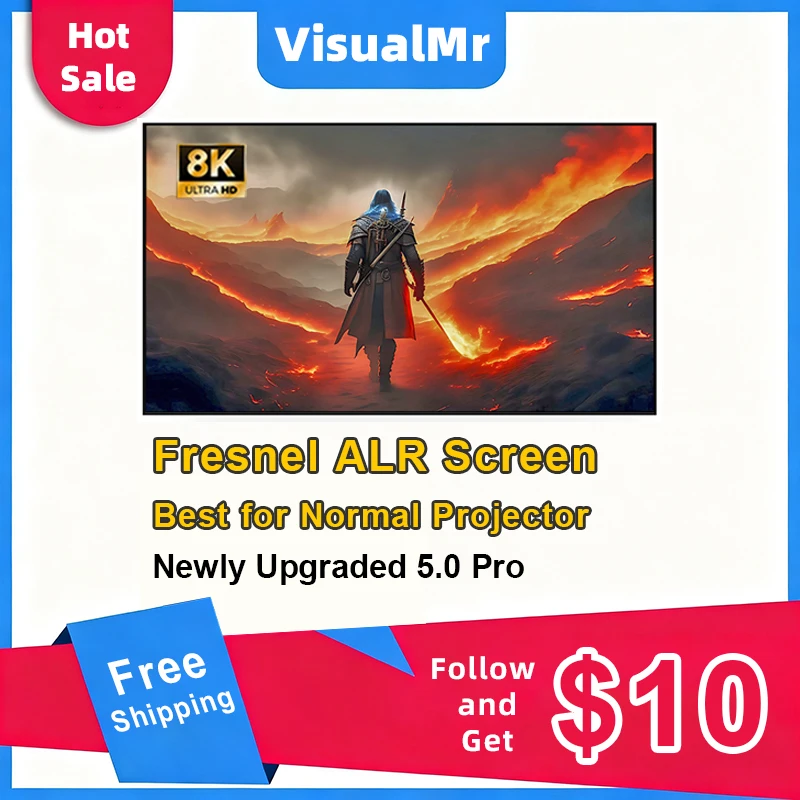 Karlefu Fresnel 5.0 Pro ALR Projection Screen Fixed Frame 1CM Bezel 4/8K HD Best Ambient Light Rejecting for Normal Projectors