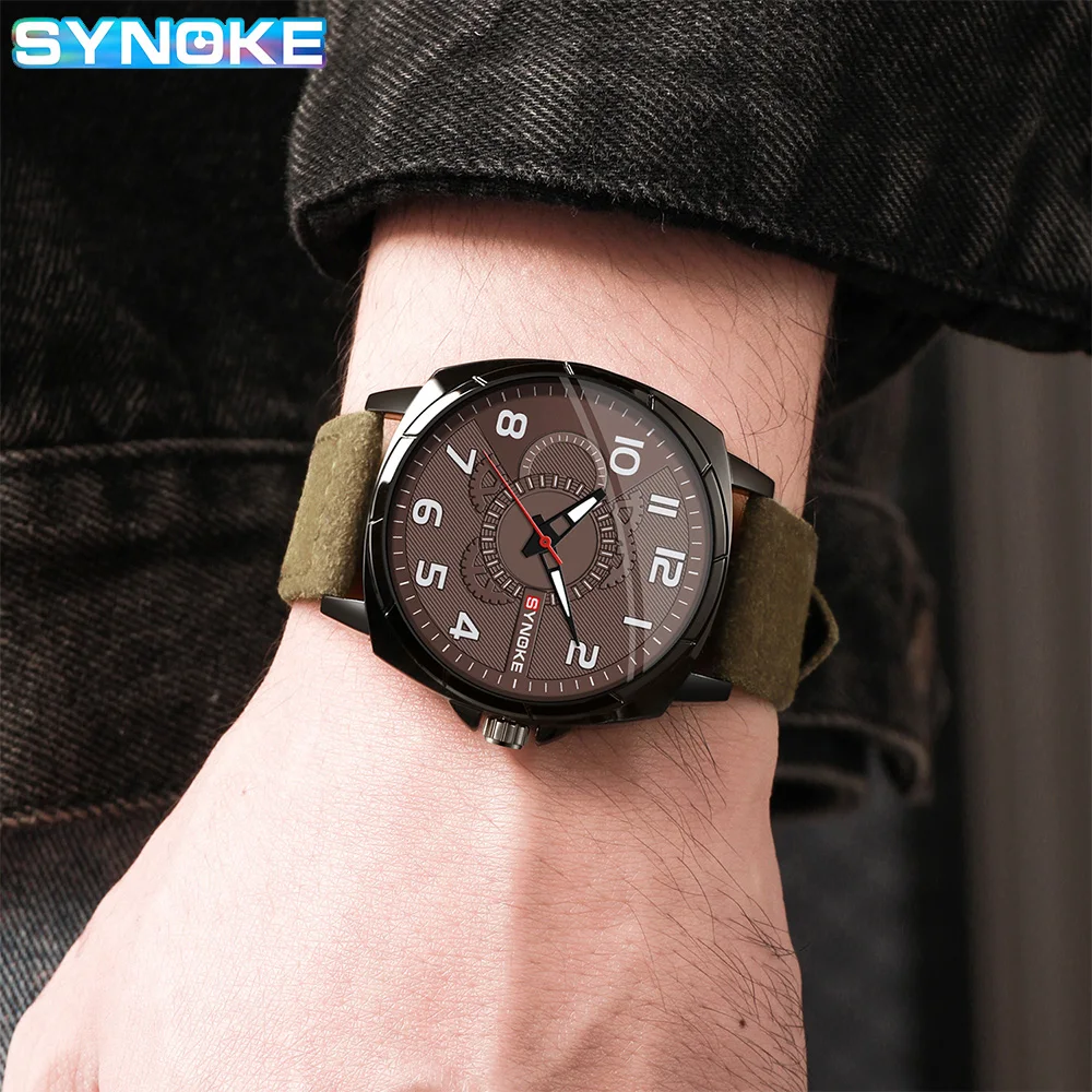 SYNOKE Men Outdoor Sports Screen Display Quartz Watch  Belt Retro Watch For Men Watch Student Wristwatch Non Mechanical