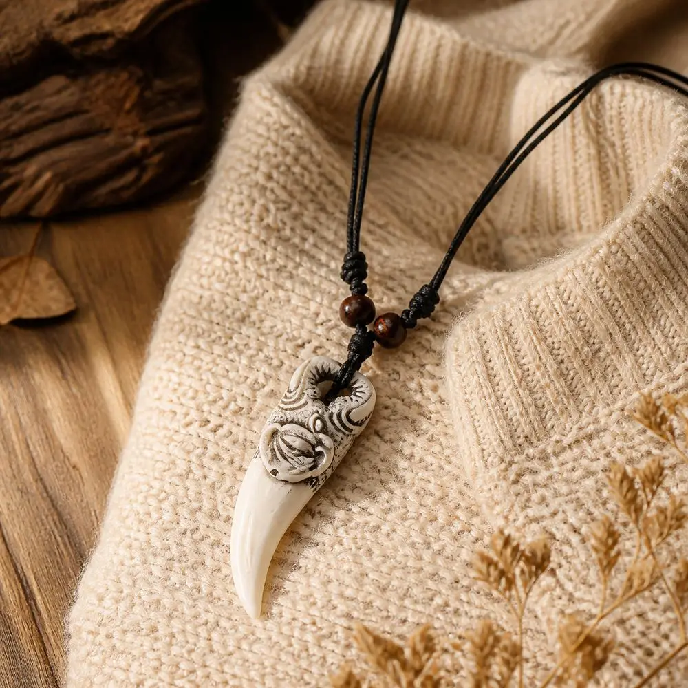 Gifts Resin Necklace Adjustable Ethnic style Tribal Style Pendant Shark Tooth Necklace