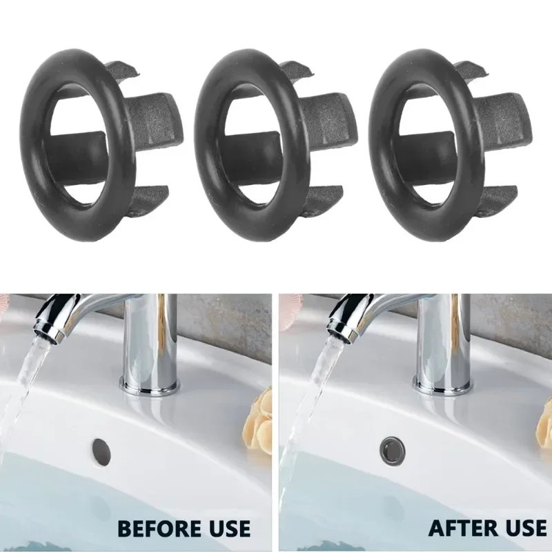 1/4pcs Wash Basin Overflow Ring Sink Hole Round Overflow Cover Kitchen Basin Trim Hollow Overflow Ring Plug Bathroom Accessories