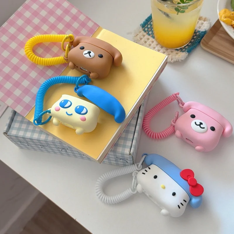 Cute Cartoon Telephone AirPods Case - Vintage Cover for AirPods 4 3 Pro 3 Apple Wireless Earphone Girls Kawaii Accessories Gift